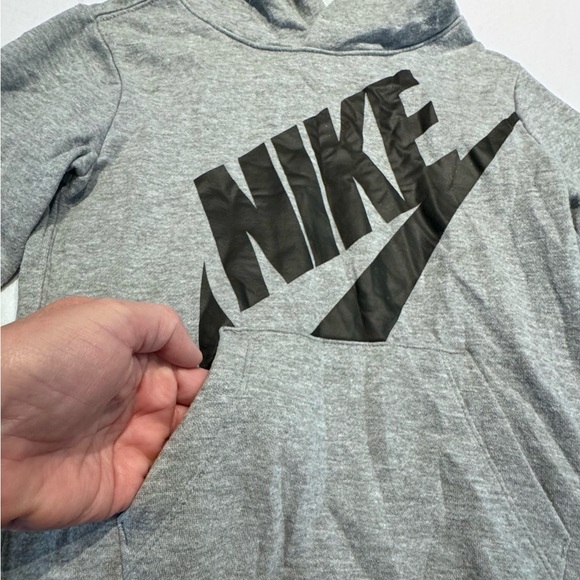 Vintage Logo Nike Long Sleeve Hoodie Sweatshirt Gray Kids Size 6, school - Picture 3 of 5